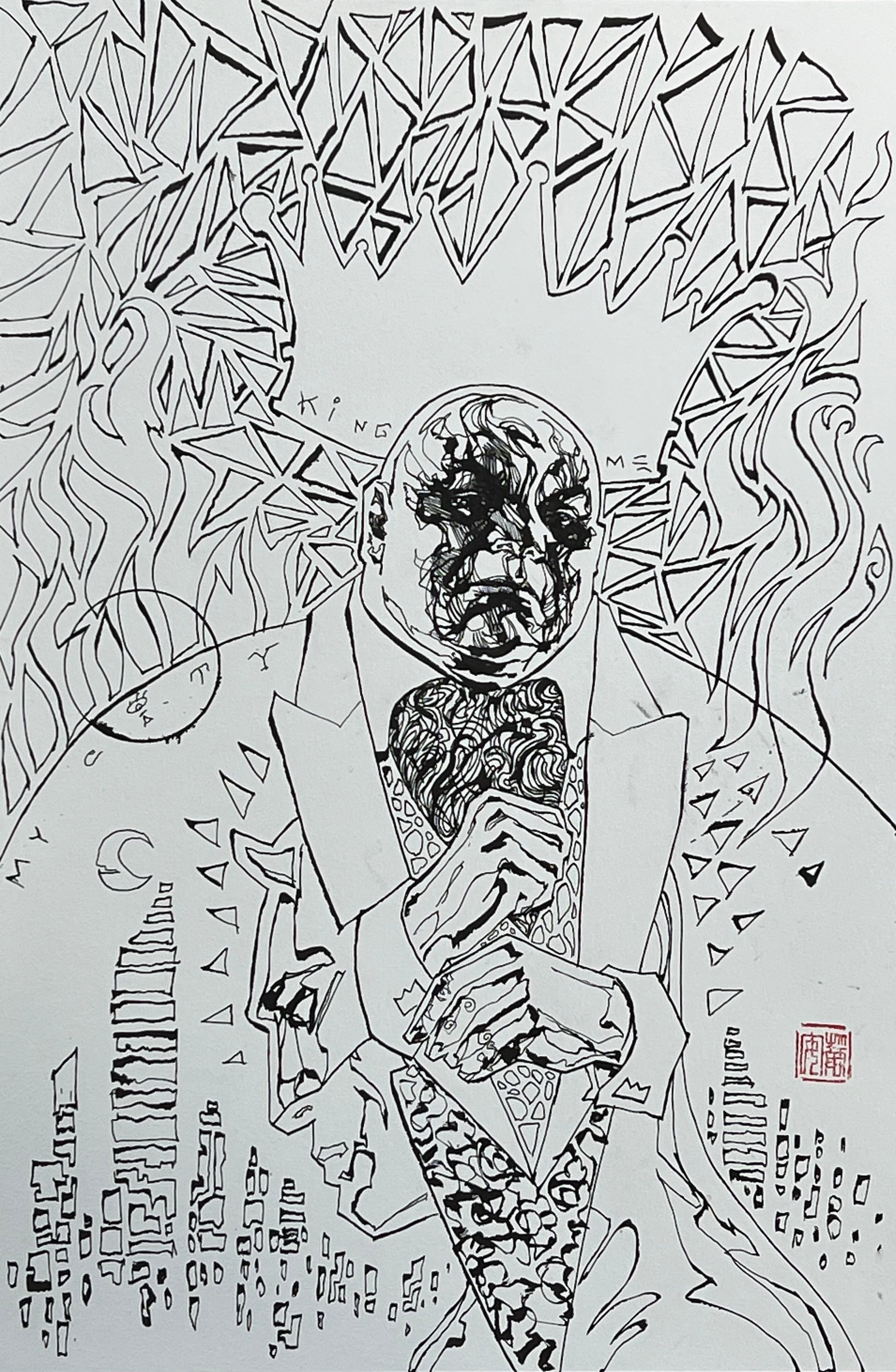 David Mack Original Art Daredevil #28 Kingpin: Mayor Fisk Brush & Ink Cover