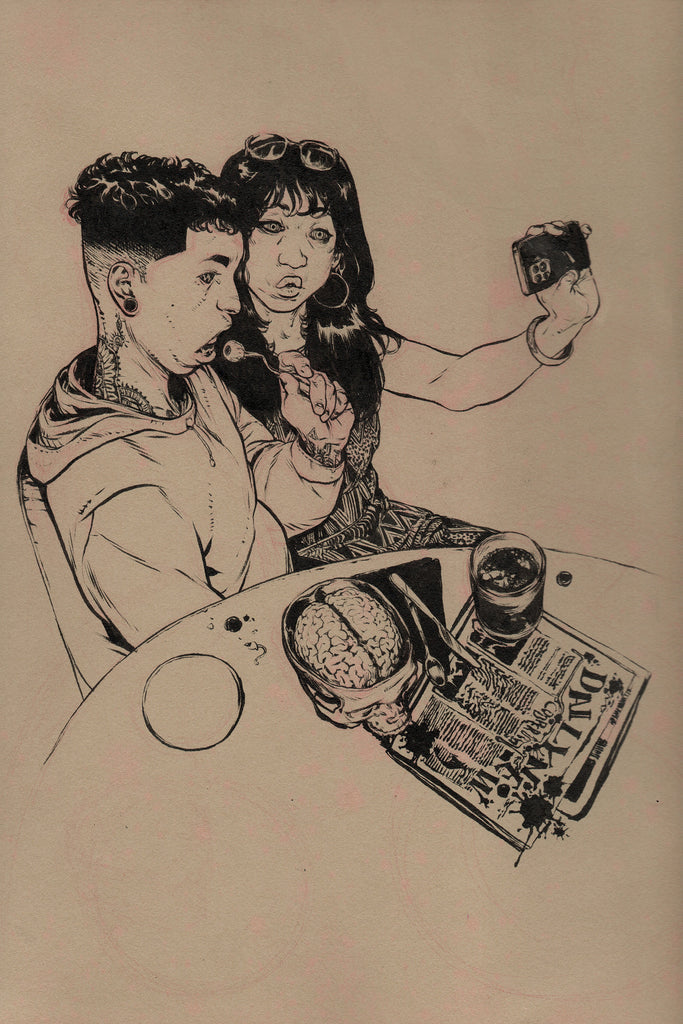 SOM Original Art Dinner and Selfie Illustration Comic Art