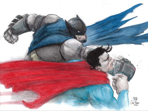 Casey Parsons Original Art (Sketch a Day Advent Collection - December 06) DKR vs Superman Panel Recreation Illustratione
