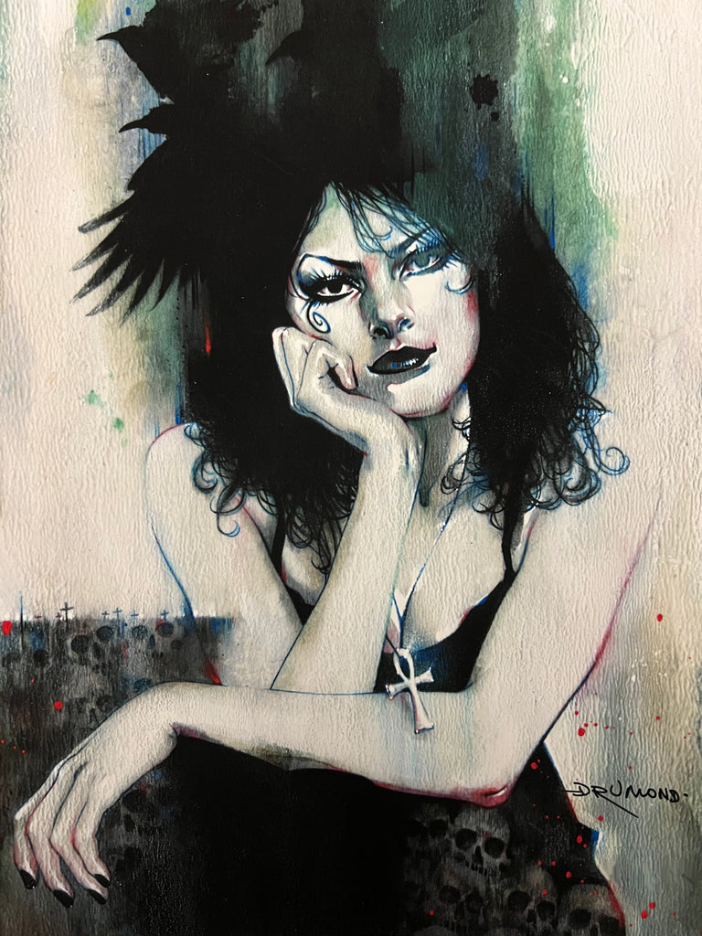 HAND SIGNED Ricardo Drumond Death 9x12 Limited Edition Fine Art Print Comic Art
