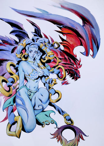 Yona Saura Original Art Shiva (Final Fantasy) Illustration