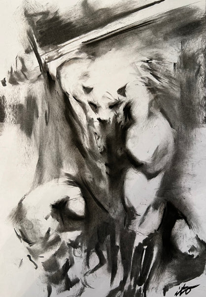 Ito Original Art Battle Beast Charcoal Sketch