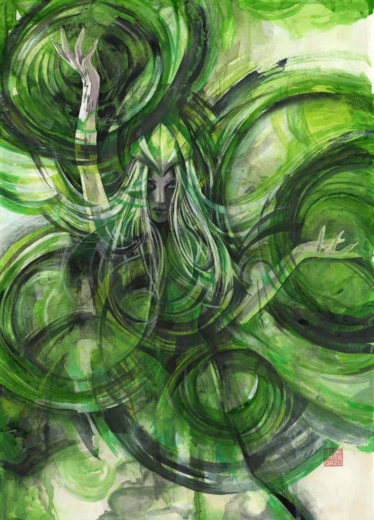 Zu Orzu Original Art Enchantress Mixed Media Illustration Comic Art