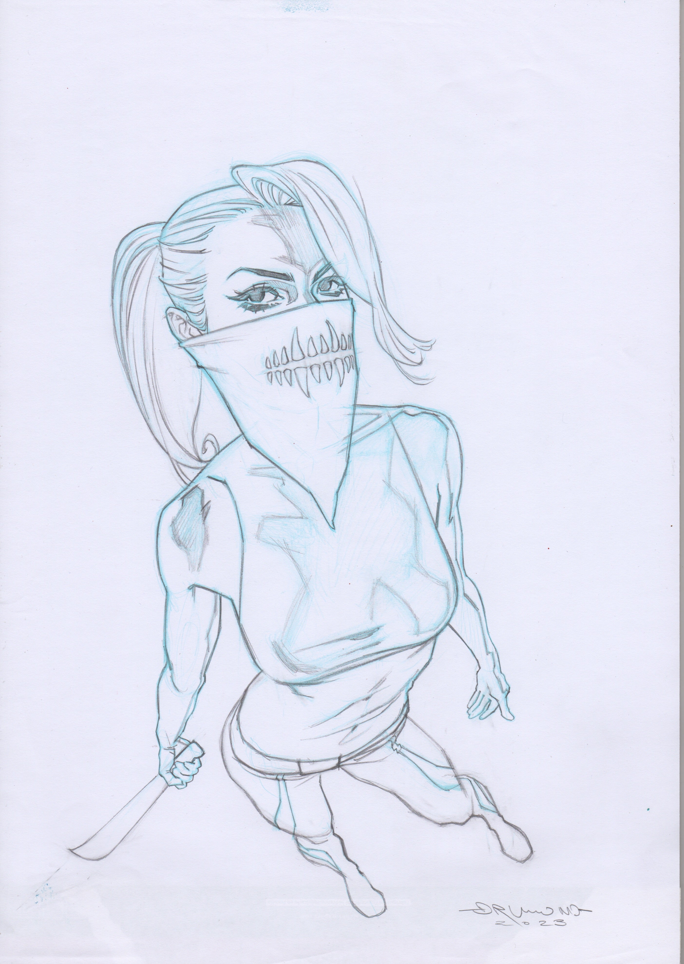 Ricardo Drumond Original Art Erica Slaughter Quink Style Illustration (Pencil Concept Included)