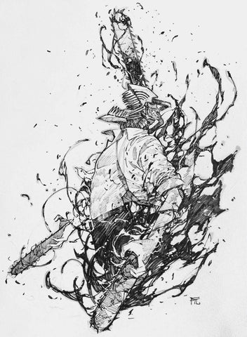 Dike Ruan Original Art Chainsaw Man Illustration