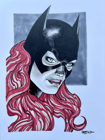 Jesus Merino Original Art Batgirl A4 Headshot Illustration