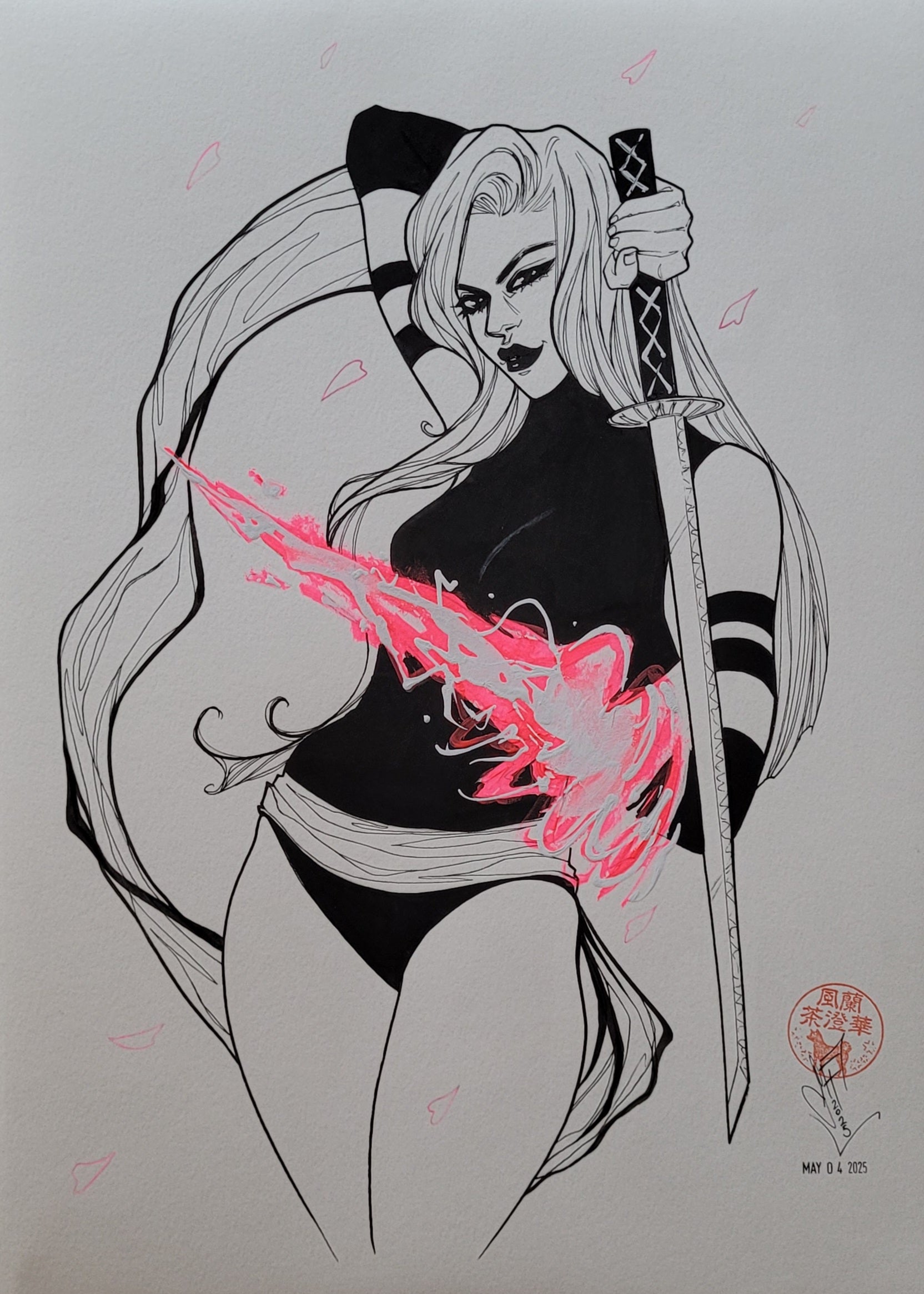 Francesca Fantini Original Art Psylocke Mixed Media Illustration