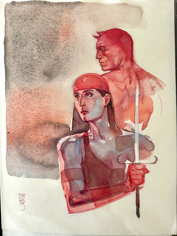 Alex Maleev Original Art Daredevil and Elektra Illustration