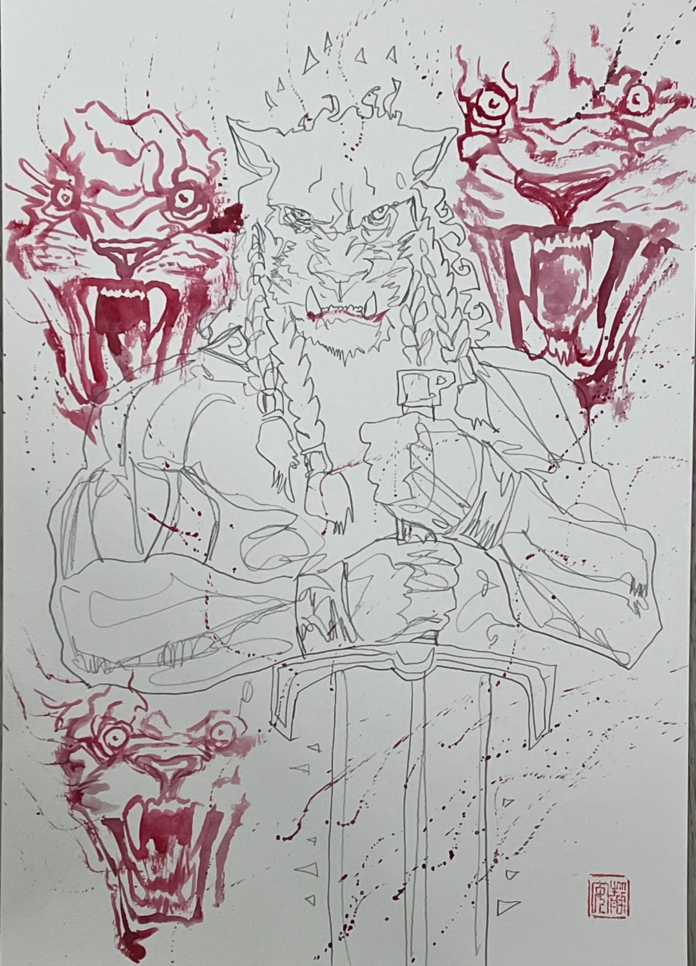 David Mack Original Art Battle Beast #1 Pencil & Ink Cover Prelim