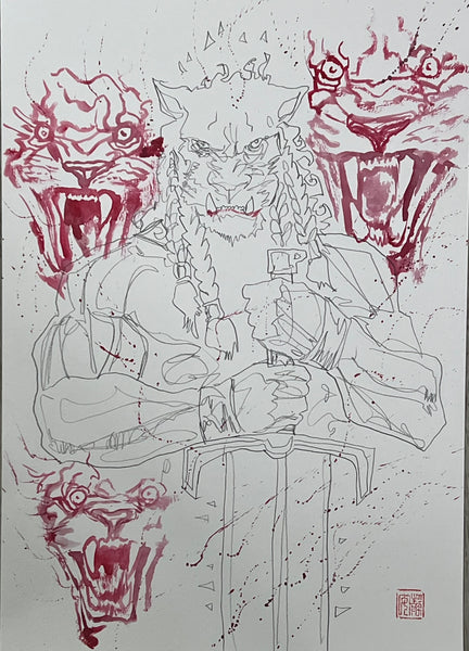 David Mack Original Art Battle Beast #1 Pencil & Ink Cover Prelim
