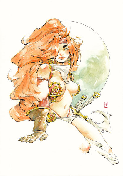 Chuma Hill Original Art Red Monika Illustration