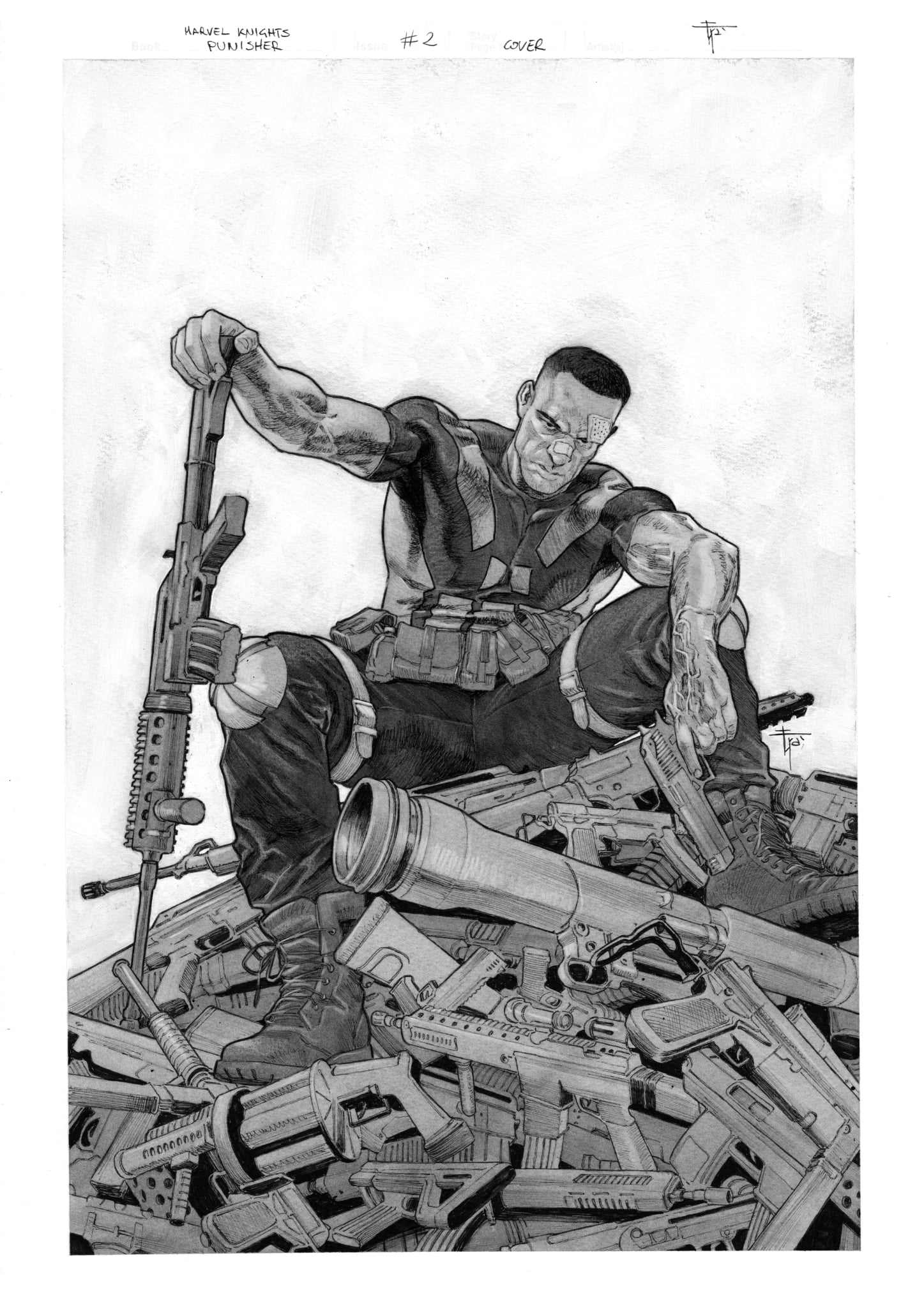Francesco Mobili Original Art Marvel Knights: Punisher #2 Cover