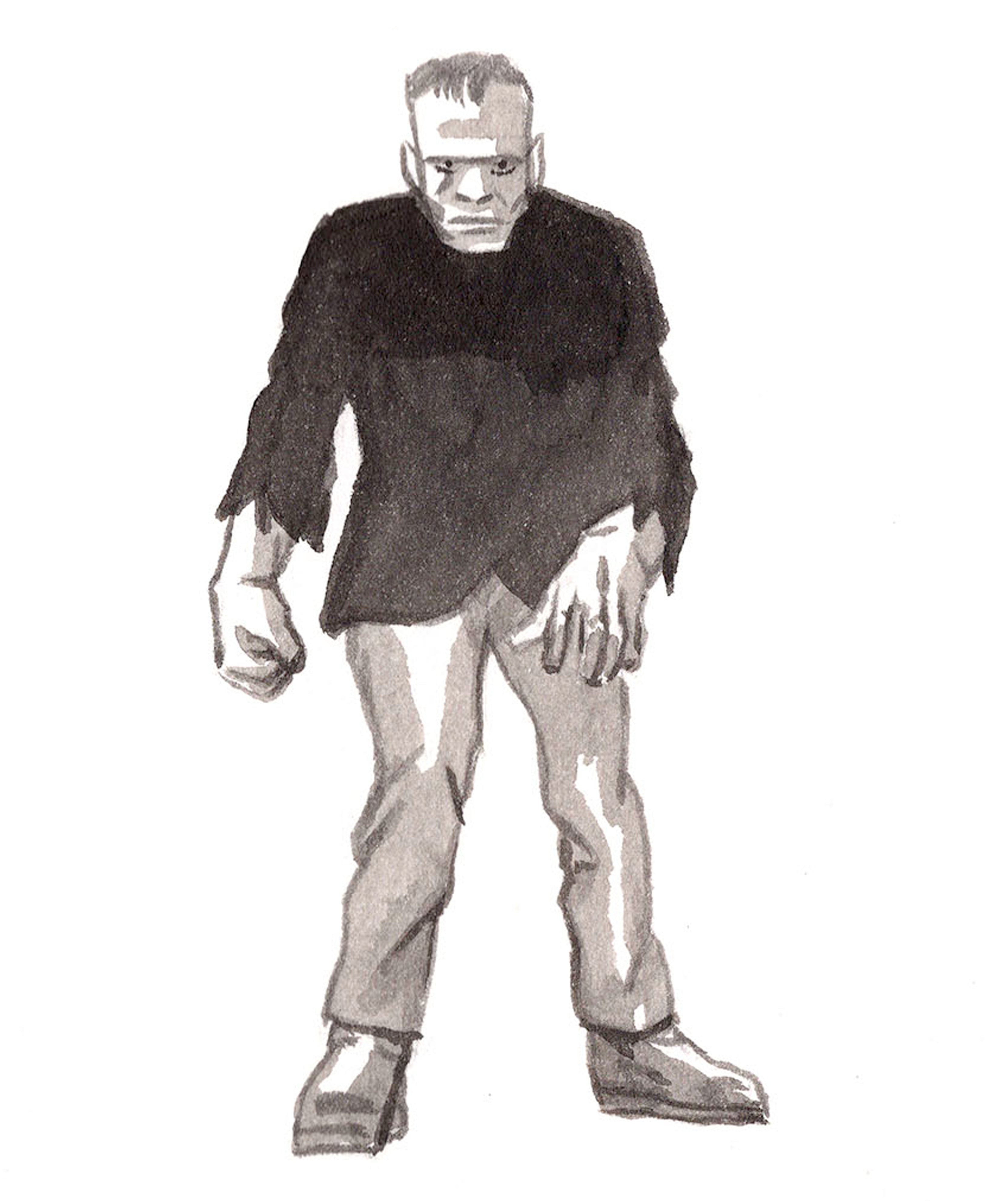 Guillaume Martinez Original Art Frankenstein's Monster Unlucky 13 Minis Collection (includes standing desk frame)