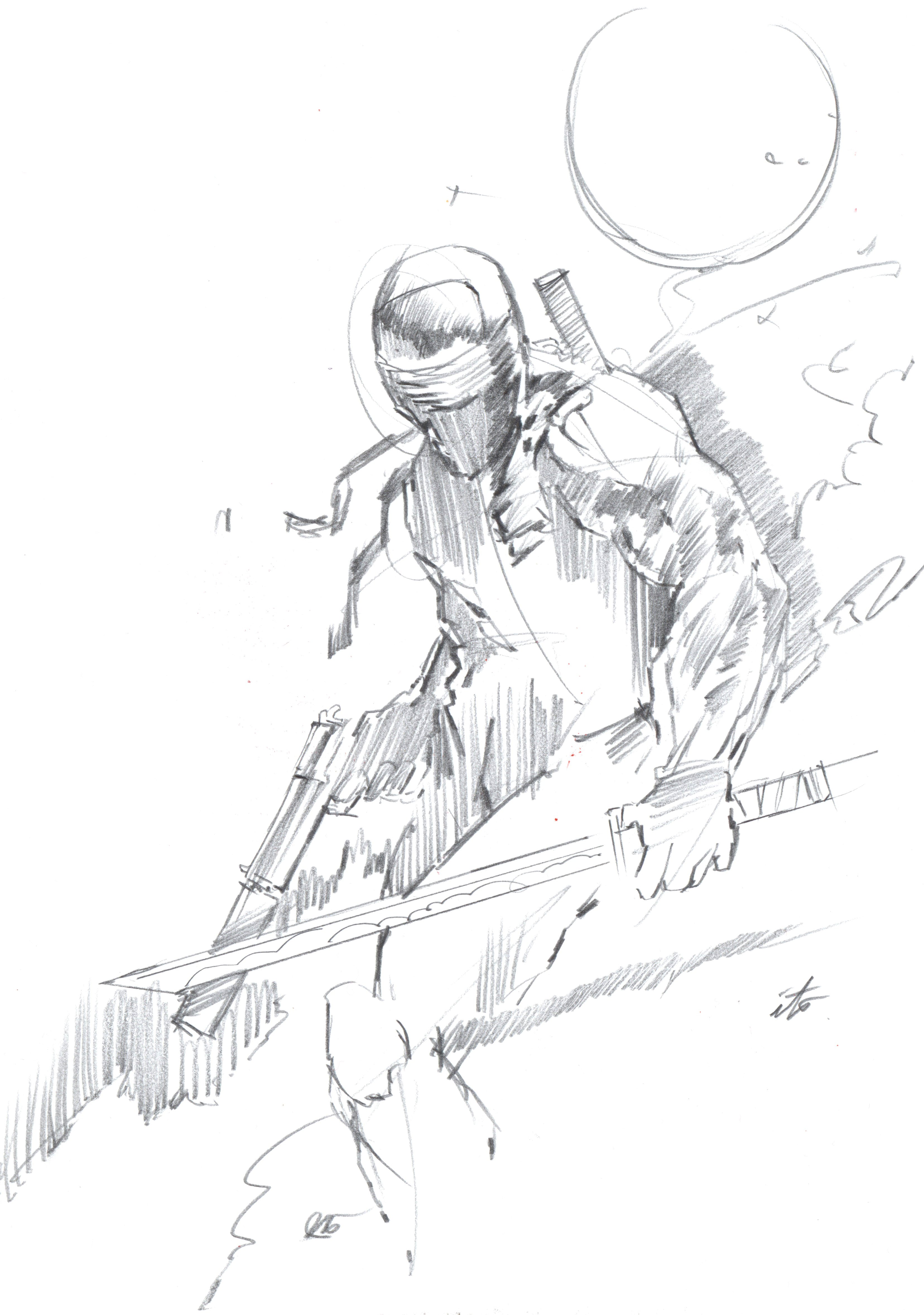 Ito Original Art G.I. Joe ARAH #328 Snake Eyes Cover Pencil Prelim