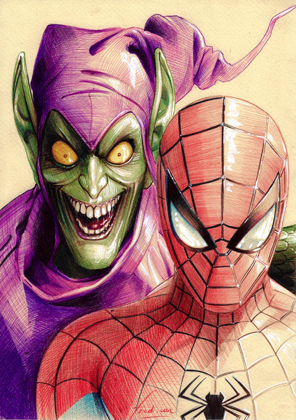Fred Ian Original Art Spider-Man & Green Goblin Illustration