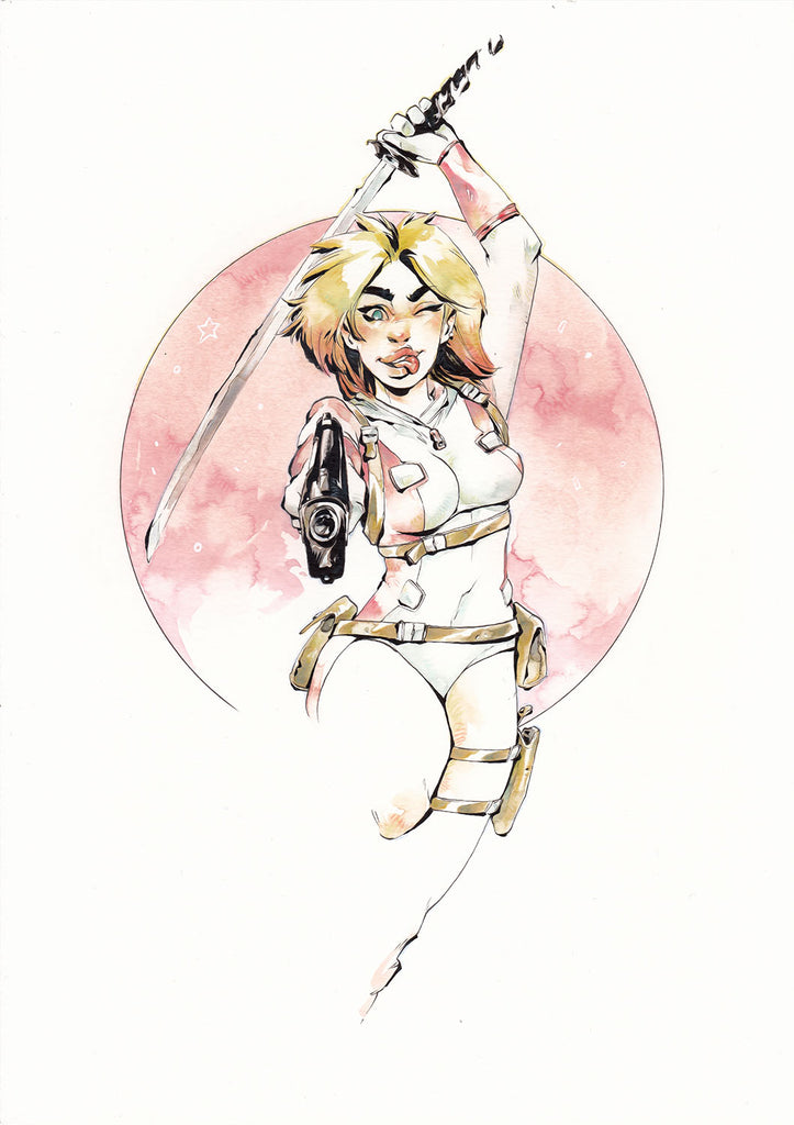 Chuma Hill Original Art A4 Gwenpool Illustration Comic Art