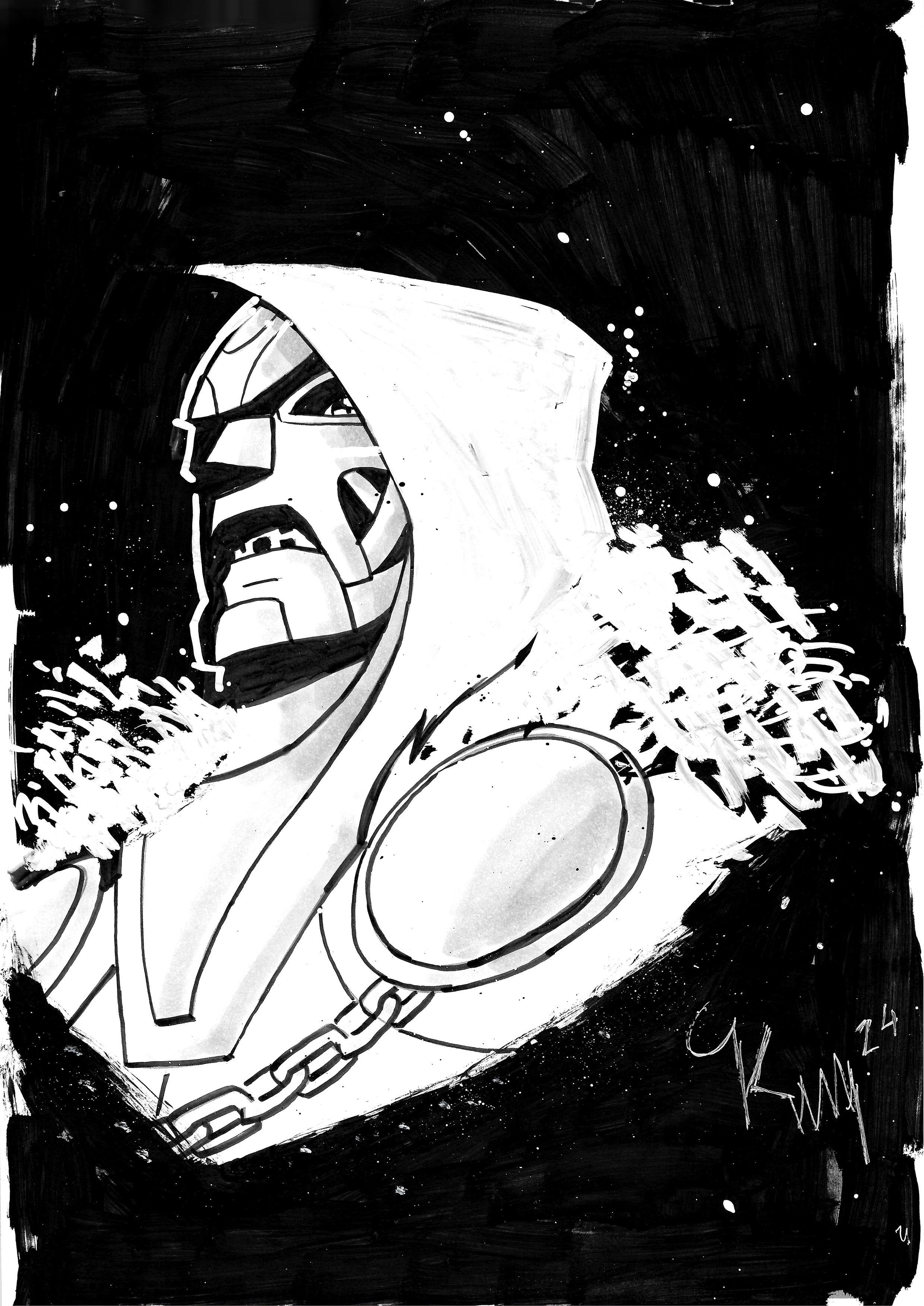 NYCC @ HOME SPECIAL OFFER George Kambadais Original Art Dr. Doom A4 Headshot