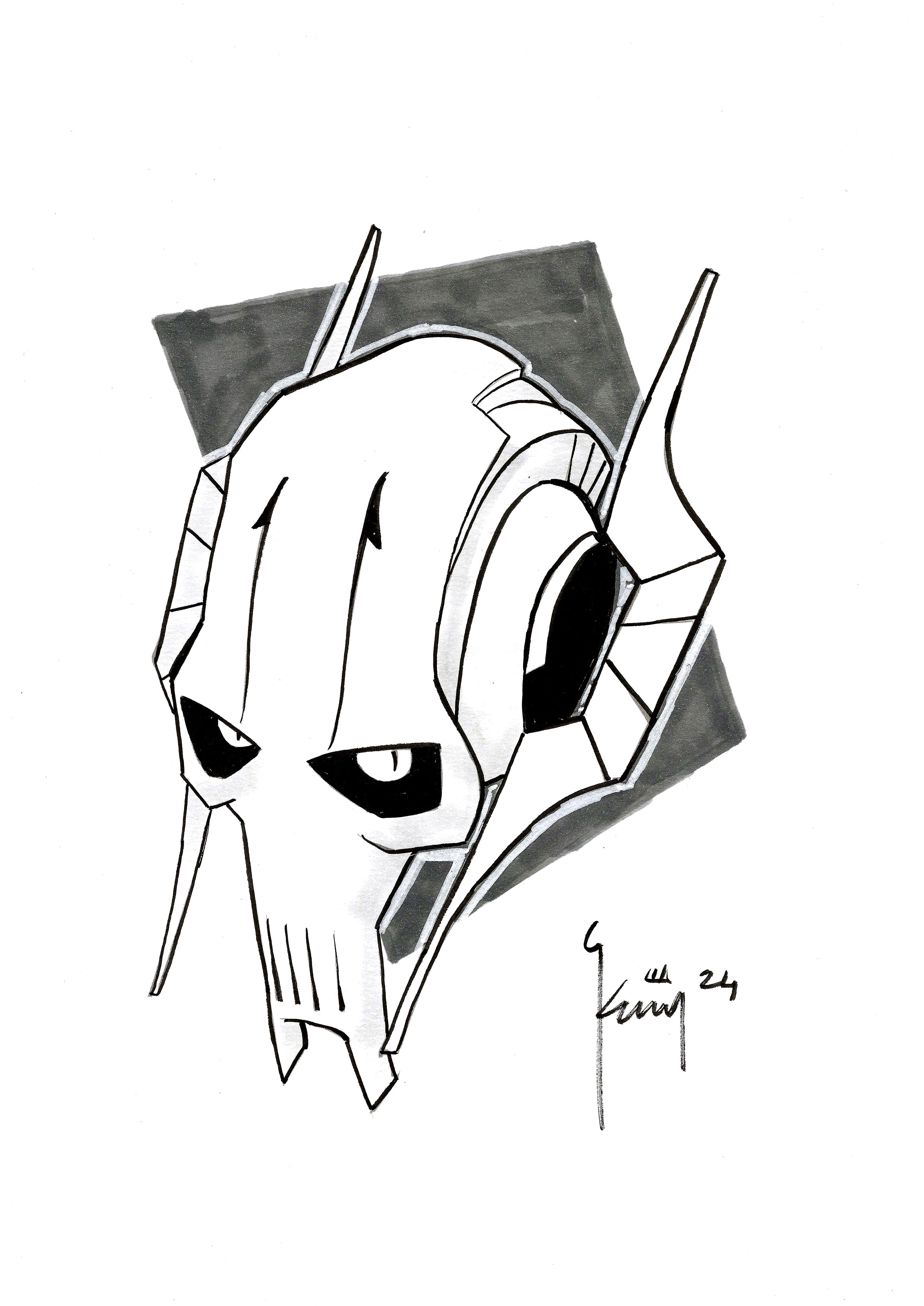 George Kambadais Original Art General Grievous A4 Headshot