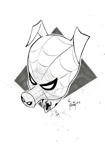 George Kambadais Original Art Spider-Ham A4 Headshot