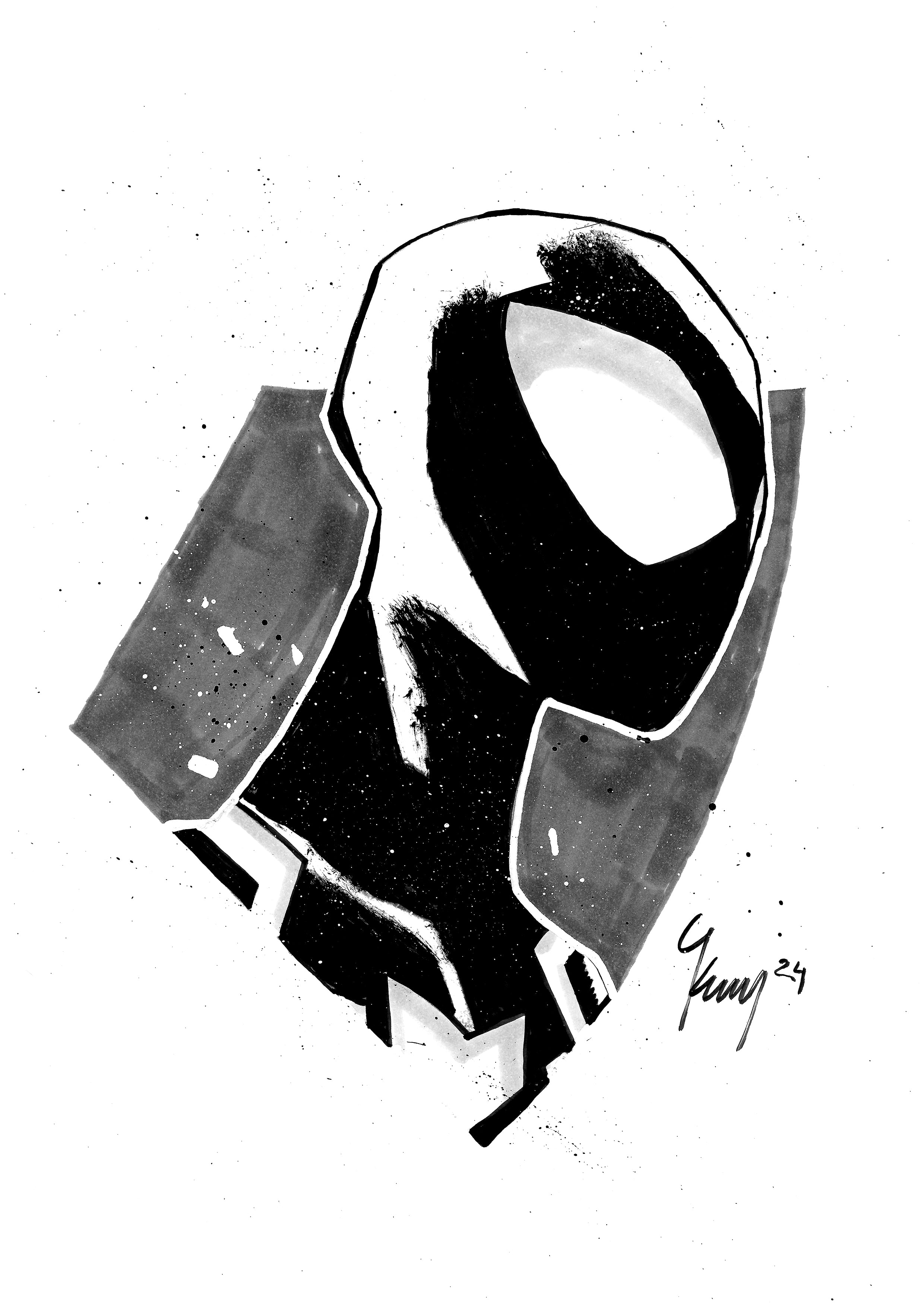 NYCC @ HOME SPECIAL OFFER George Kambadais Original Art Symbiote Spider-Man A4 Headshot