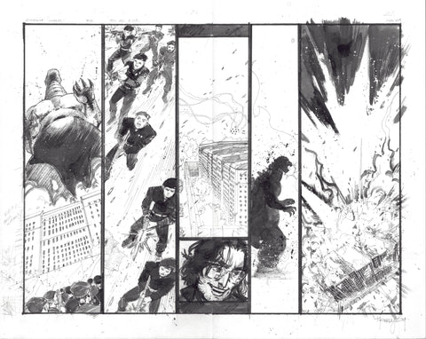 Kelsey Ramsay Original Art Godzilla: Heist #2 Page 20 - 21 Double Page Spread