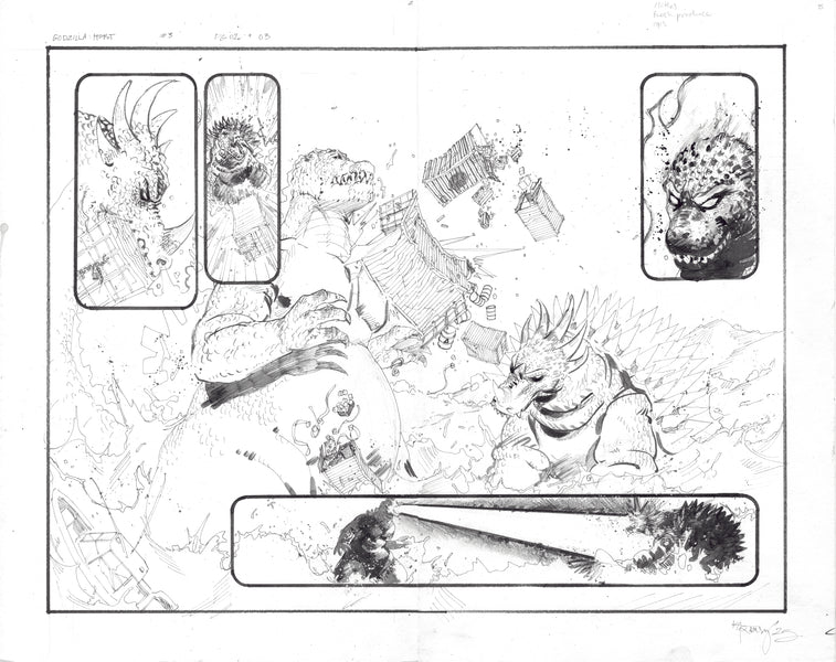 Kelsey Ramsay Original Art Godzilla: Heist #3 Page 2 - 3 Double Page Spread