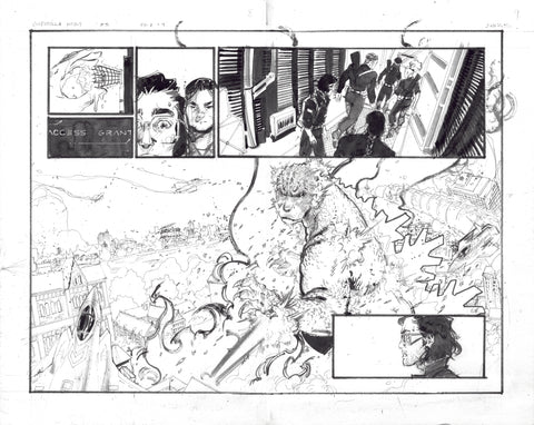 Kelsey Ramsay Original Art Godzilla: Heist #3 Page 8 - 9 Double Page Spread