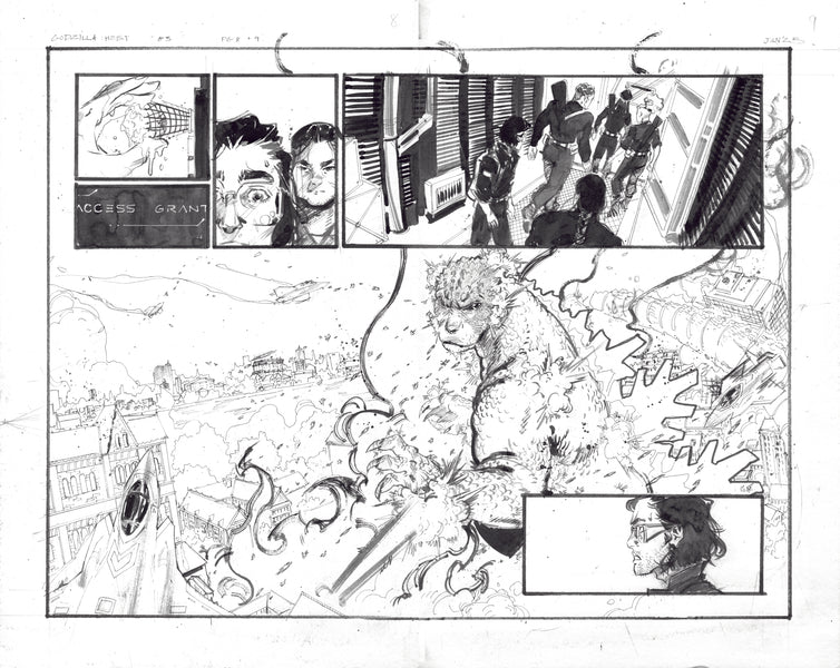 Kelsey Ramsay Original Art Godzilla: Heist #3 Page 8 - 9 Double Page Spread