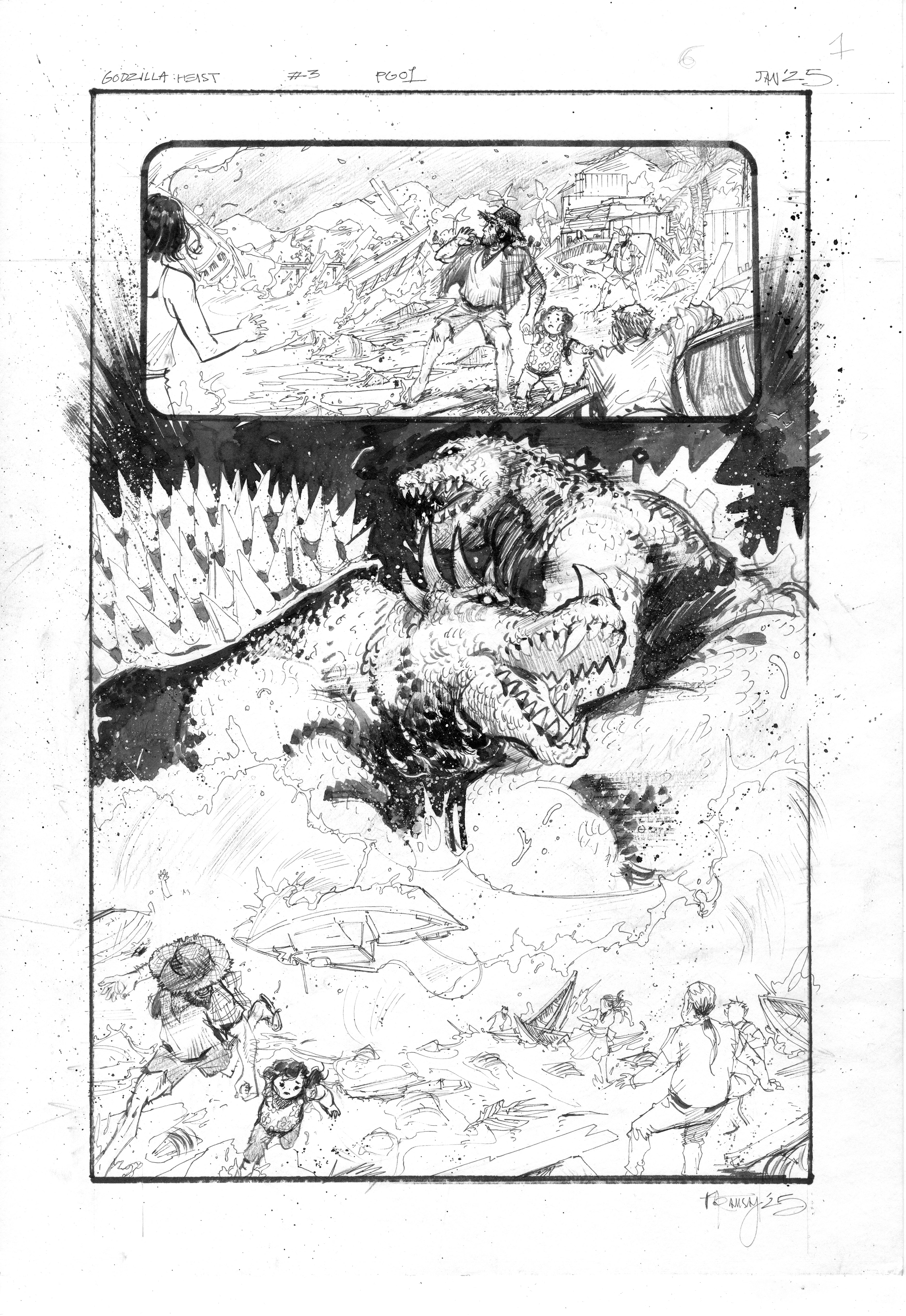 Kelsey Ramsay Original Art Godzilla: Heist #3 Page 1