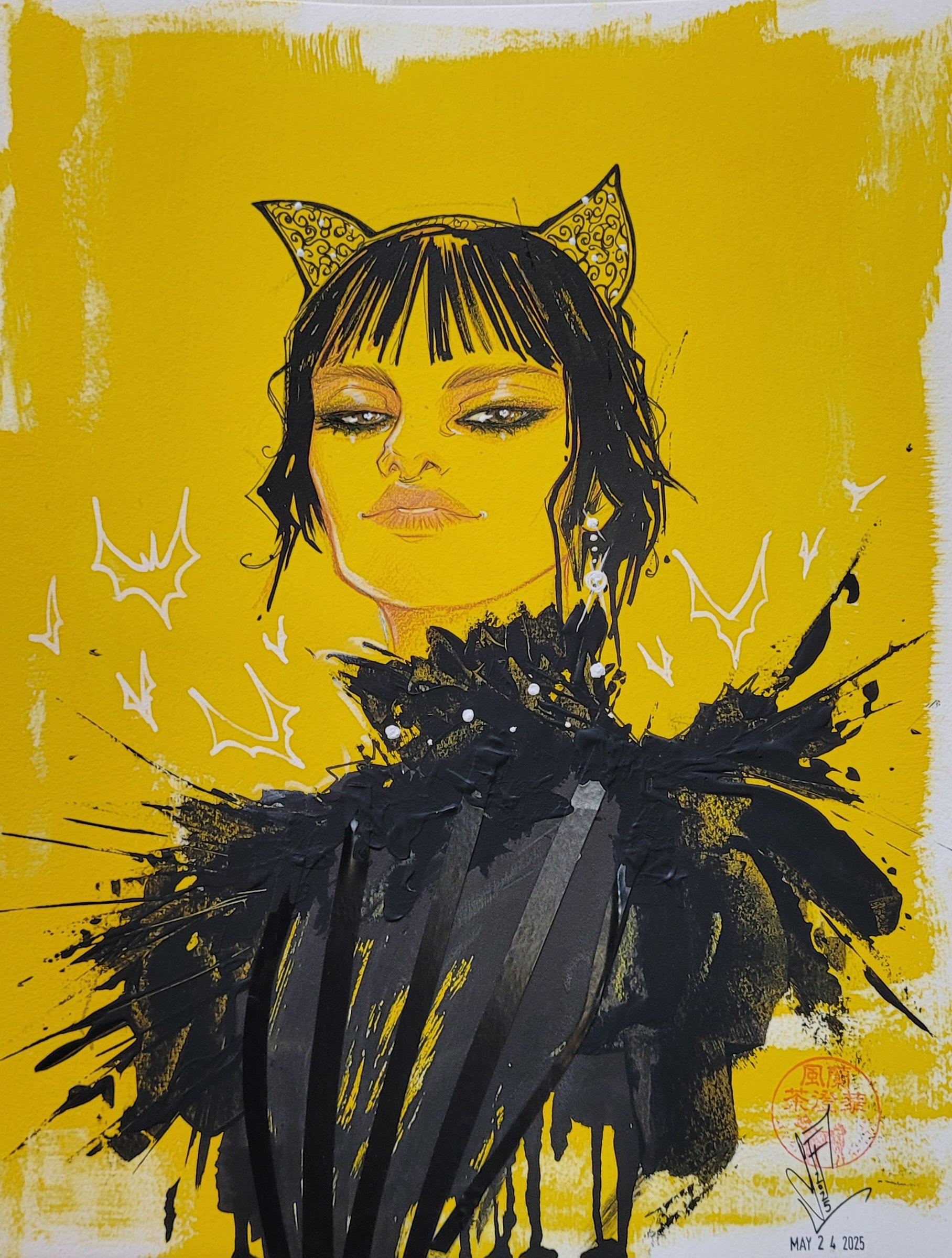 Francesca Fantini Original Art Catwoman Mixed Media Illustration