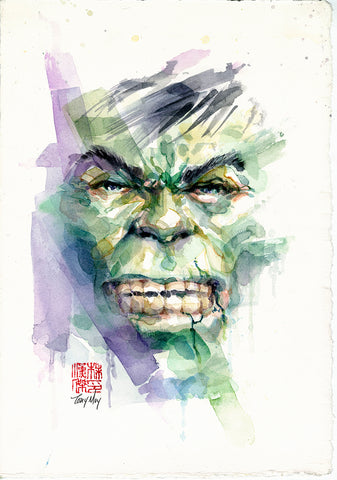 Tony Moy Original Art Hulk Watercolour Illustration