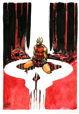 Thierry Martin Original Art Bloody Daredevil Illustration