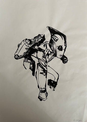 Viktor Farro Original Art Rocketeer A3 Ink Study Illustration