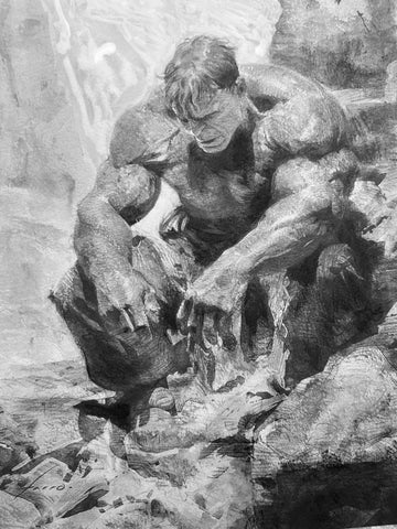 Viktor Farro Original Art Hulk at Rest Illustration