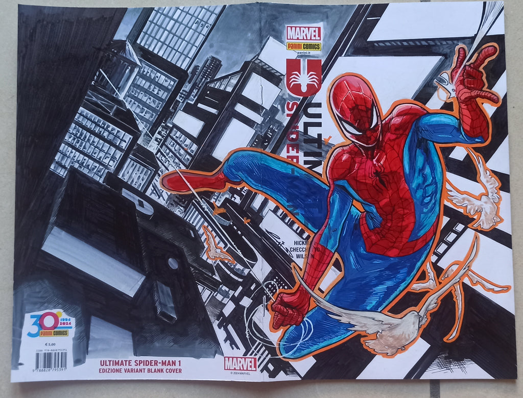 Emilio Laiso Original Art Spider-Man Blank Cover Comic Art