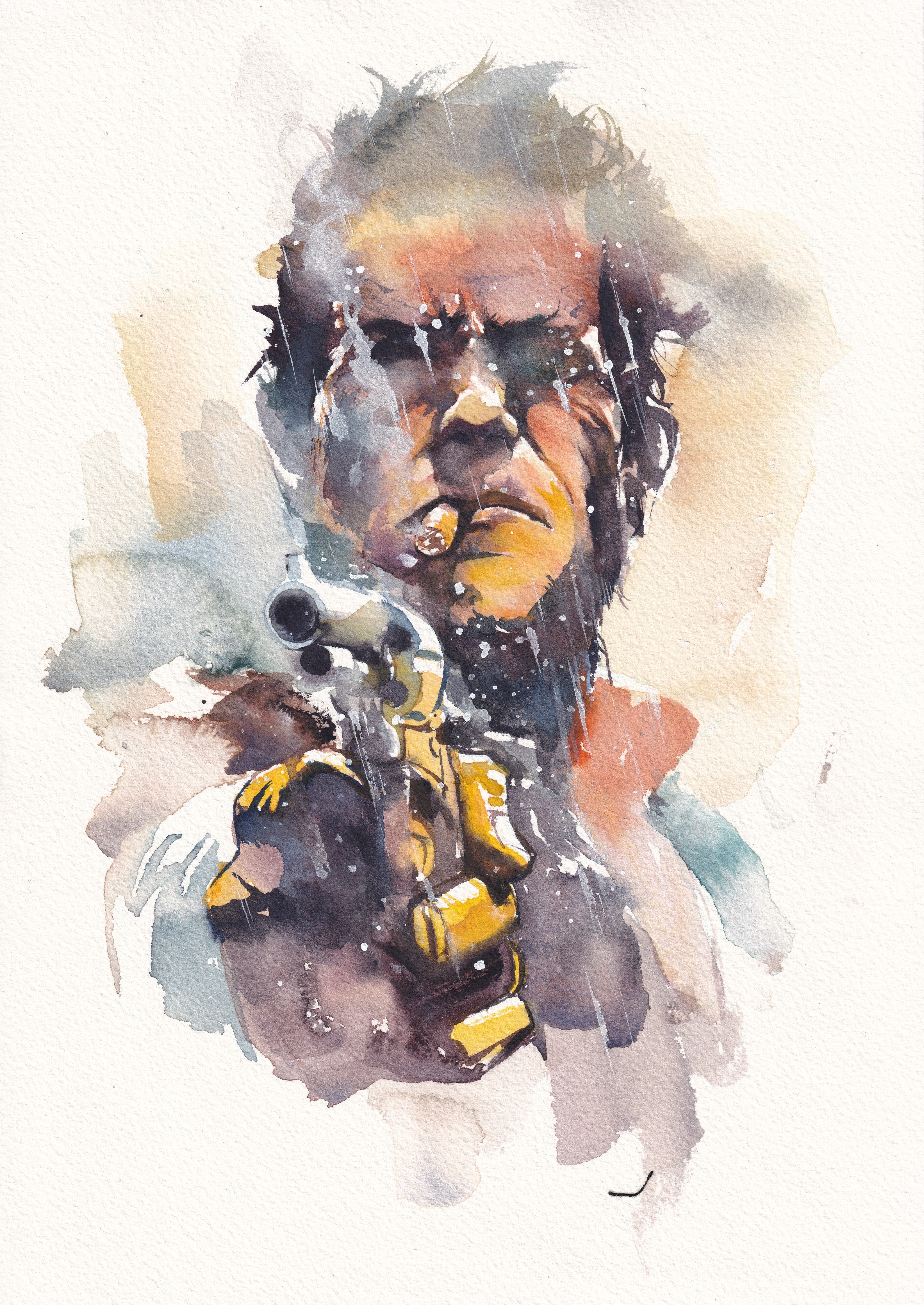 Ito Original Art Clint Eastwood Illustration