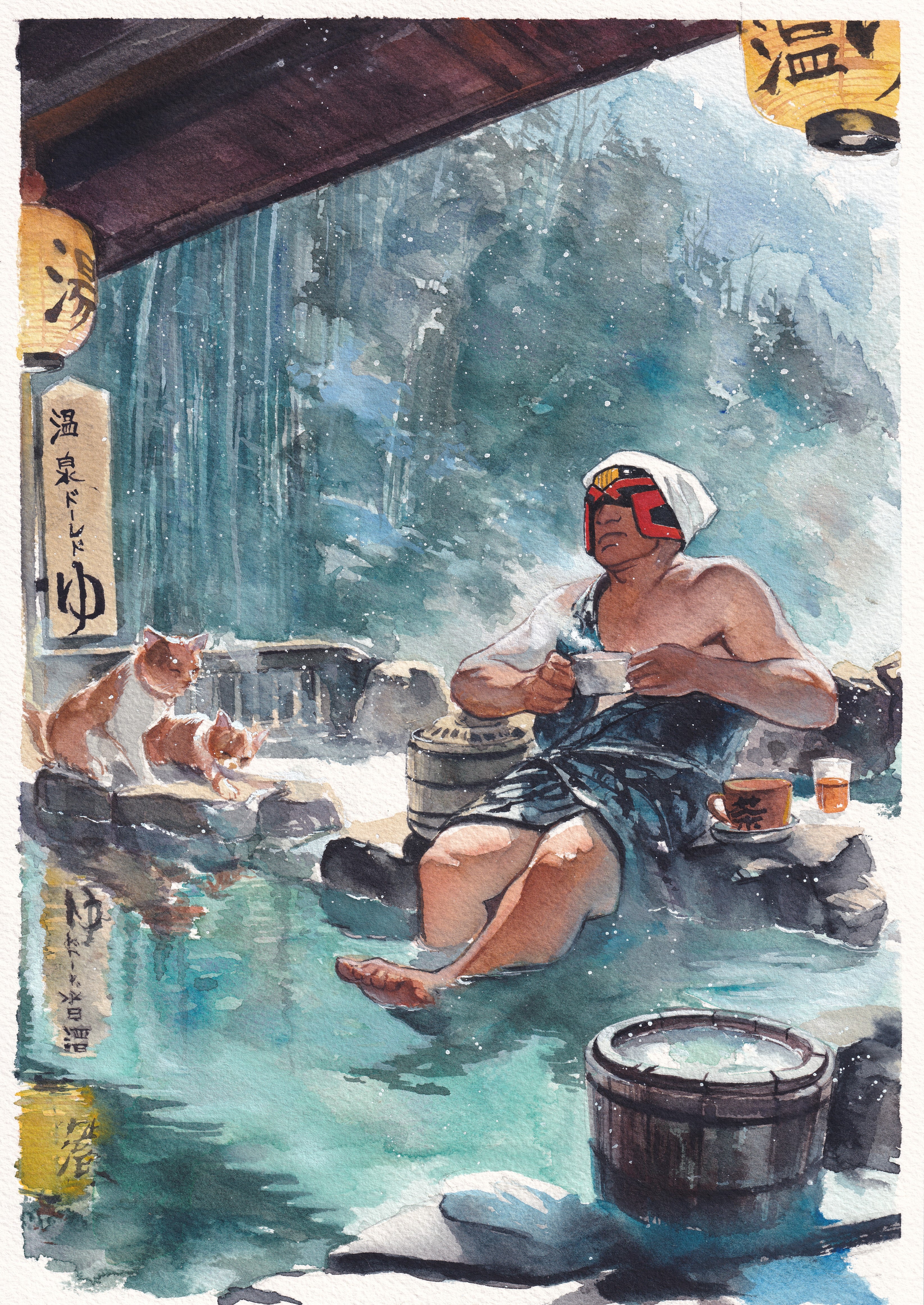 Ito Original Art Judge Dredd Onsen Illustration