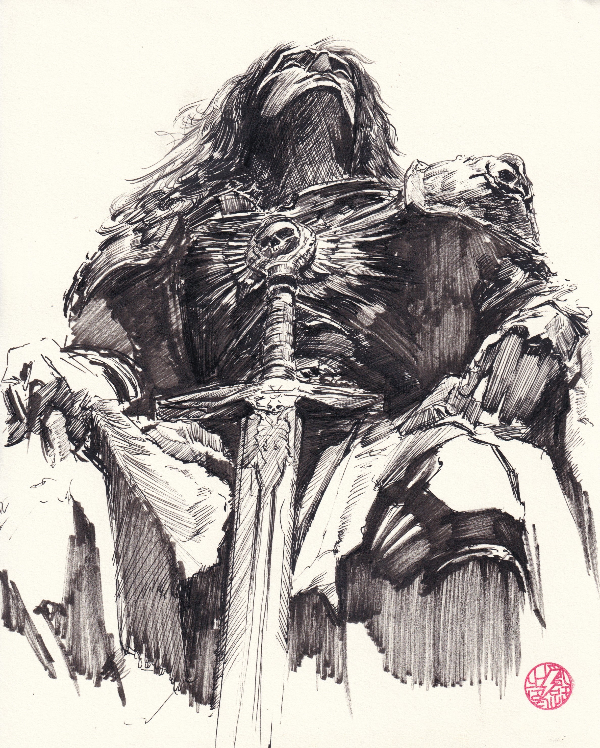 Ito Original Art War Hammer Ink Sketch 1