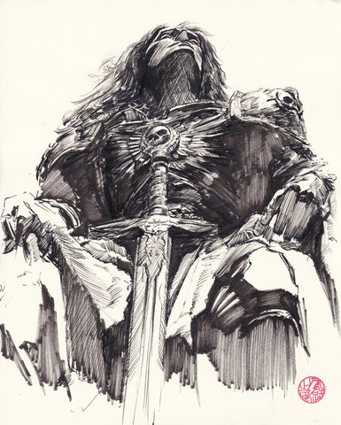 Ito Original Art War Hammer Ink Sketch 1