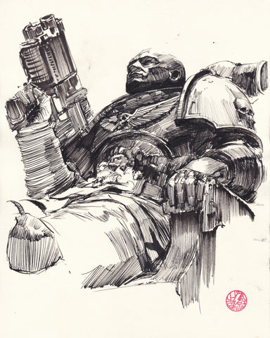 Ito Original Art War Hammer Ink Sketch 2