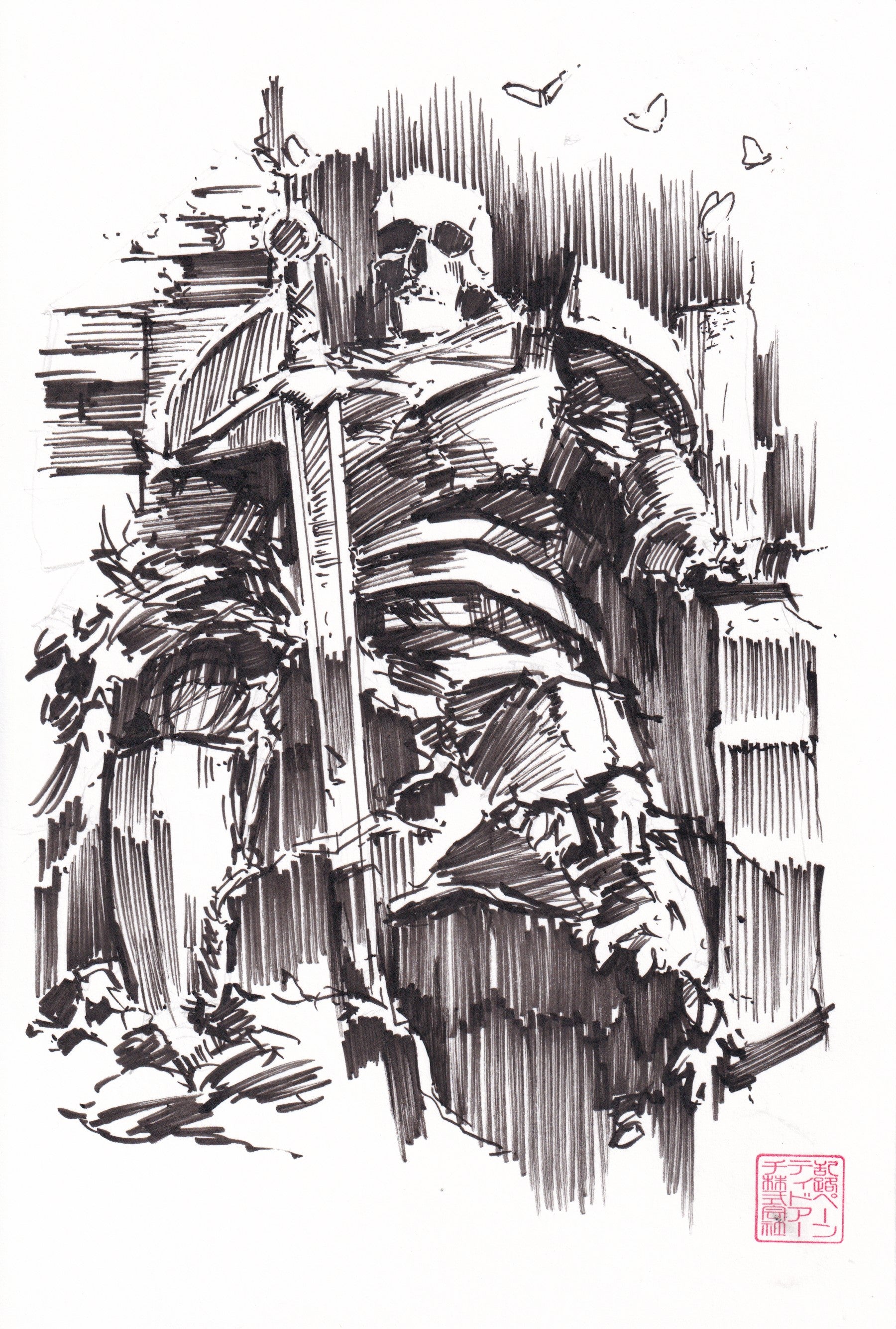Ito Original Art Skeleton Knight Sketch