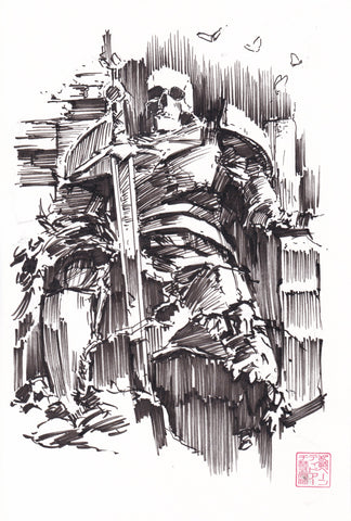 Ito Original Art Skeleton Knight Sketch