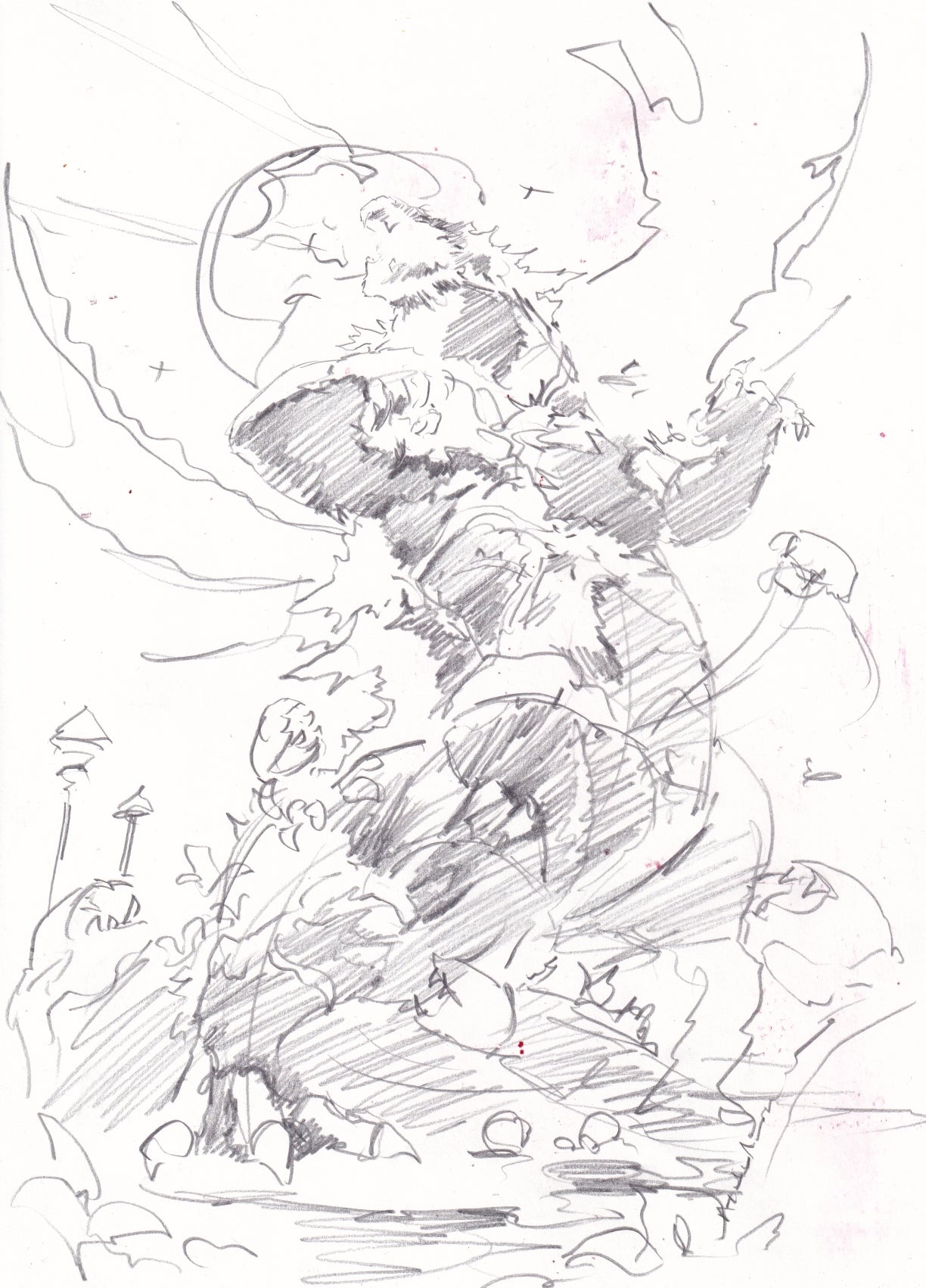 Ito Original Art Godzilla #12 Cover Pencil Prelim