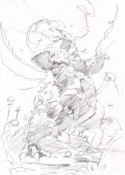 Ito Original Art Godzilla #12 Cover Pencil Prelim