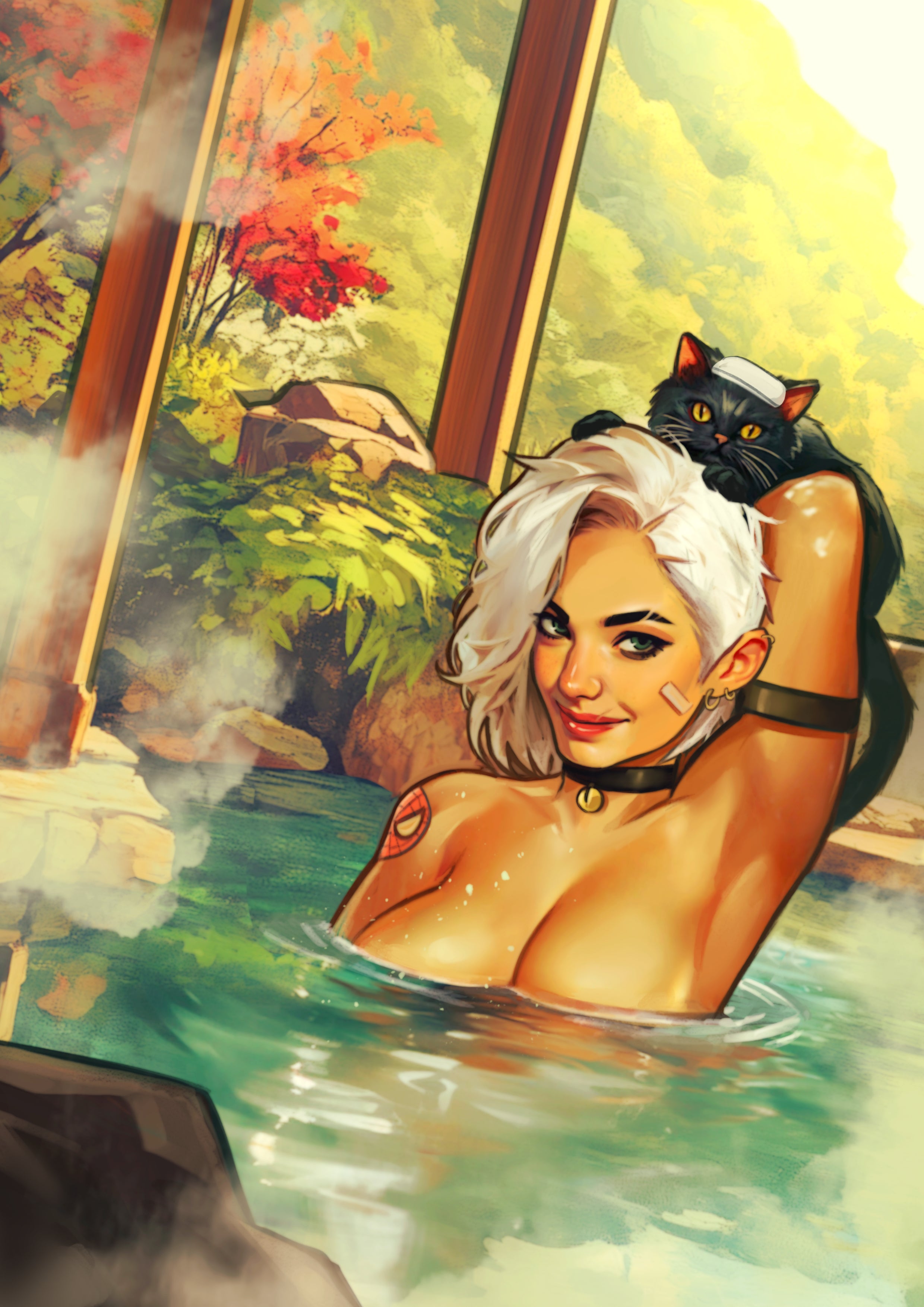 Francesco Tomaselli 'Onsen' Black Cat 12x18