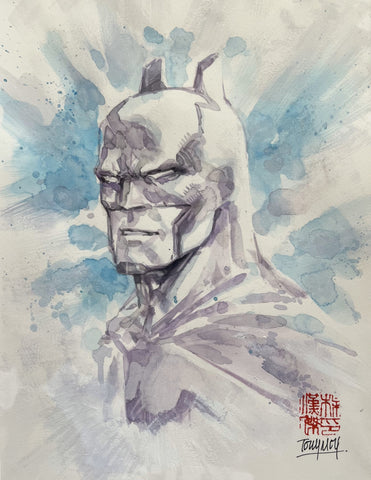 Tony Moy Original Art Batman Head Watercolour Illustration