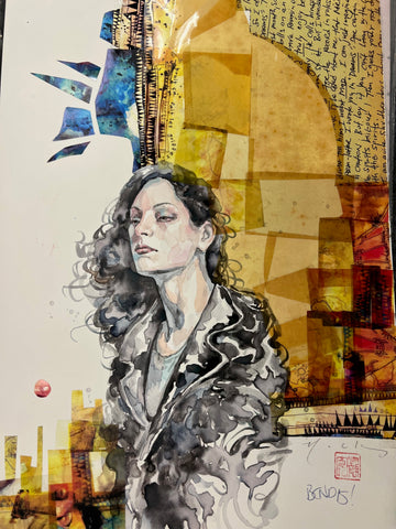 David Mack Original Art Jessica Jones #6 Mixed Media Cover (Also signed by Bendis)