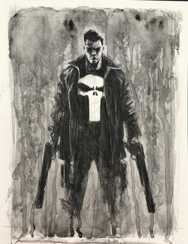 Viktor Farro Original Art Punisher: Double Barrel Mixed Media Illustration
