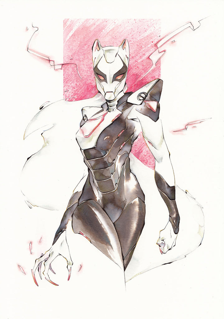 Chuma Hill Original Art A4 Iron Cat (Black Cat) Illustration Comic Art