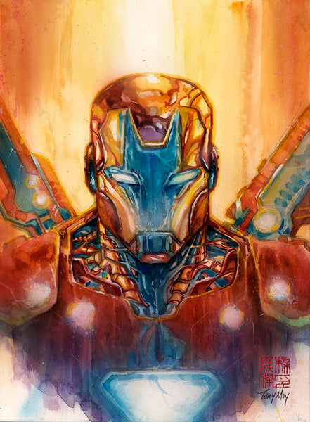 Tony Moy Original Art Iron Man Watercolour Illustration